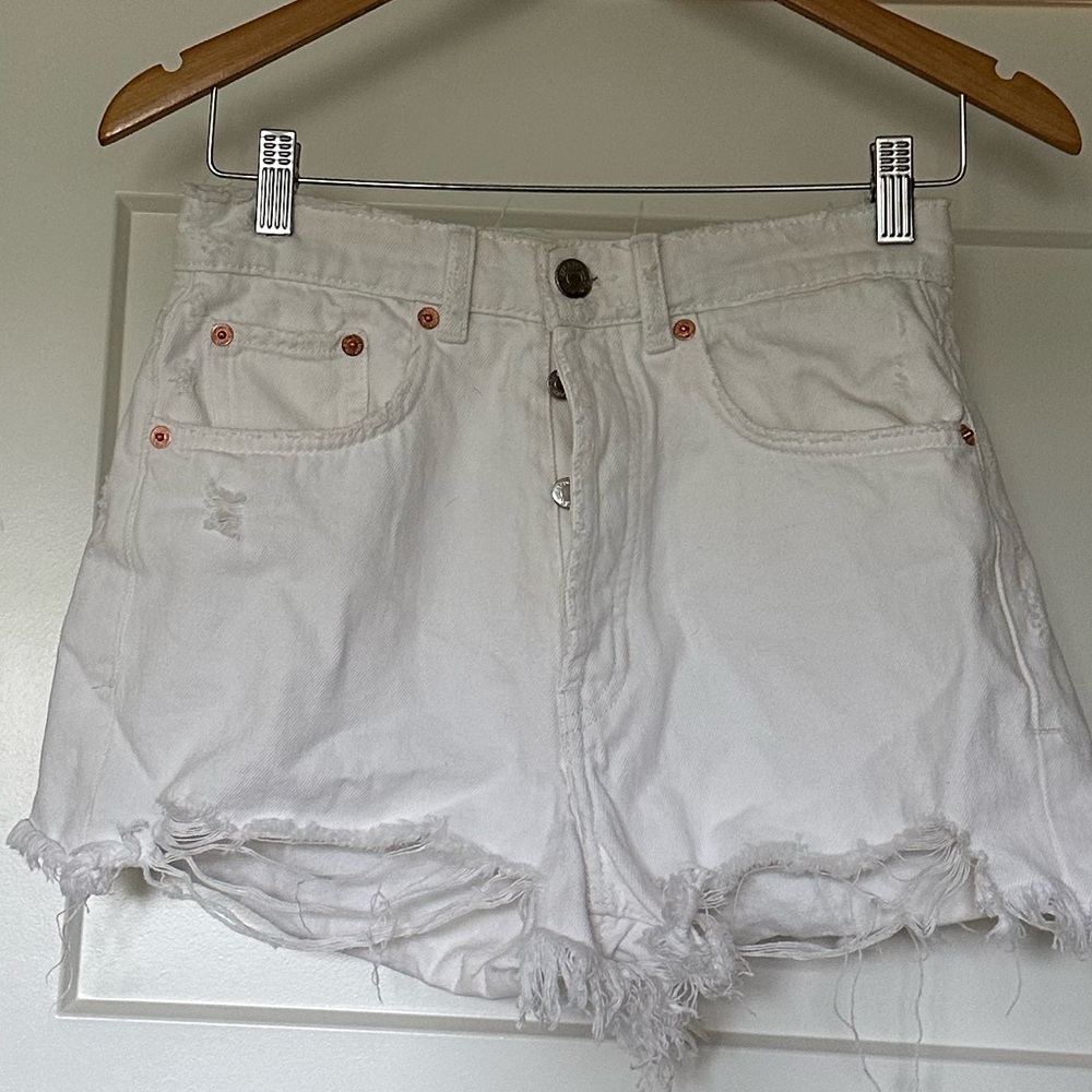 Zara high rise white Jean short